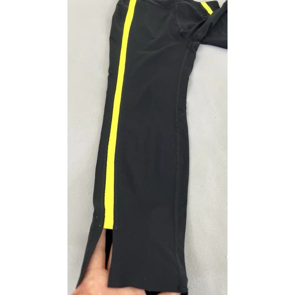 Zyia active full length leggings size 6/8 Medium Black With Yellow‎ Stripe - Picture 3 of 9